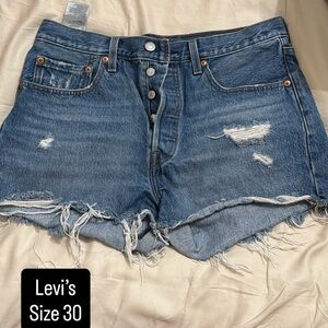 Levi's Women's Distressed Blue Denim Cutoff Shorts